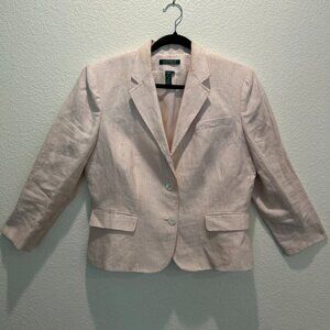 Lauren Ralph Lauren Linen Blazer Pink White Stripes Women's 16